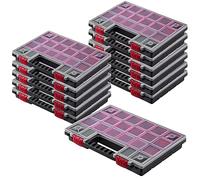 KADAX Organizer con Coperchio Trasparente - Cassetta Porta Minuteria a Scomparti per Viti, Bulloni, Ferramenta, Officina e Garage - Plastica Resistente (34 x 25 cm, 12 Pezzi)