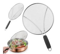 KADAX Padella paraspruzzi Ø 25 cm, in acciaio inox con rete a maglia fine, coperchio paraspruzzi per padella, utensili da cucina contro la spruzzatura dell'olio (argento)