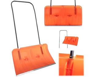 KADAX Pala da neve con bordo in alluminio, pala larga con ruote, pala con manico in metallo, pala da neve con lama in plastica, spazzaneve (arancione 3)
