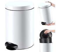 KADAX Pattumiera a pedale con capacità in acciaio, secchio per cosmetici, secchio rotondo, elegante per bagno e cucina, secchio con coperchio basculante (14 l/bianco)