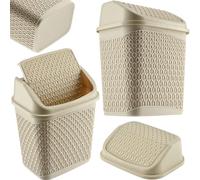 KADAX Pattumiera con coperchio basculante, cestino della spazzatura con coperchio girevole, pattumiera in plastica, beige