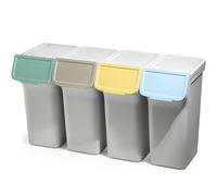 KADAX Pattumiera con coperchio, pattumiera in plastica, pattumiera per la raccolta dei rifiuti, rettangolare, con coperchio ribaltabile (grigio, 4 x 25 L)