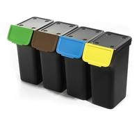 KADAX Pattumiera con coperchio, pattumiera in plastica, pattumiera per la raccolta dei rifiuti, rettangolare, con coperchio ribaltabile (nero, 4 x 25 L)