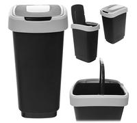 KADAX Pattumiera da 25 l, con coperchio basculante, contenitore per rifiuti in plastica, pattumiera con coperchio, sistema di raccolta differenziata per cucina e ufficio (grigio)