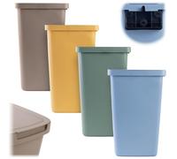 KADAX Pattumiera da 25 l, set da 4 pezzi, in plastica con coperchio e manico, pattumiera per la raccolta dei rifiuti, con coperchio ribaltabile (marrone, verde, giallo, blu)