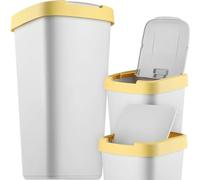 KADAX Pattumiera da 25 litri, con coperchio basculante, per raccolta differenziata, in plastica, robusta, bidone della spazzatura (grigio/giallo)