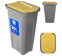 KADAX Pattumiera da 30 l, robusta, con coperchio ermetico, per la raccolta differenziata, in plastica (1, coperchio giallo)