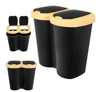 KADAX Pattumiera doppia, 2 x 20 litri, sistema di raccolta differenziata con 2 scomparti, bidone doppio con coperchio, pattumiera in plastica per cucina, pattumiera da cucina (40 l)