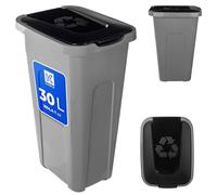 KADAX Pattumiera per la raccolta dei rifiuti, 30 l, robusta con coperchio ermetico, per sistema di smistamento dei rifiuti, in plastica (1, coperchio nero)