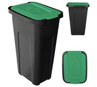 KADAX Pattumiera per la Raccolta dei Rifiuti, 30 L, Robusta Con Coperchio Ermetico, Sistema di Raccolta in Plastica (Coperchio Verde)