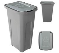 KADAX Pattumiera per la raccolta dei rifiuti, 30 l, robusta pattumiera con coperchio ermetico, pattumiera per sistema di raccolta dei rifiuti, pattumiera in plastica (1, coperchio verde)