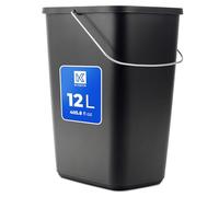 KADAX Pattumiera senza coperchio con maniglia in metallo mobile, resistente, contenitore in plastica (nero, 12 l)
