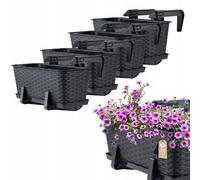 KADAX Pentola da balcone con base e maniglie, 40 cm, antracite, 4 pezzi