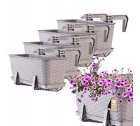 KADAX Pentola da balcone con base e maniglie, 40 cm, caramello, 4 pezzi