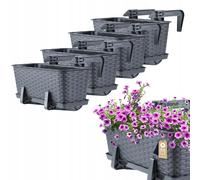 KADAX Pentola da balcone con base e maniglie, 40 cm, grafite, 4 pezzi