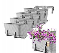 KADAX Pentola da balcone con base e maniglie, 40 cm, grigio chiaro, 4 pezzi