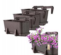 KADAX Pentola da balcone con base e maniglie, 40 cm, marrone, 3 pezzi