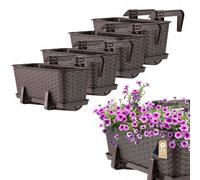 KADAX Pentola da balcone con base e maniglie, 40 cm, marrone, 4 pezzi