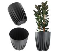 KADAX Pentola di fiori plastica con materiali naturali, moderni vasi vegetali, pentola vegetale con motivo geometrico, vaso di fiori naturali, pentola palese (? 30 cm, antracite)