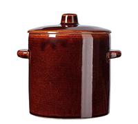 KADAX - Pentola in gres con manici laterali e coperchio, pentola in ceramica lavabile in lavastoviglie, pentola da fermentazione artigianale in ceramica, pentola per sottaceti per cetrioli (2L ver2)