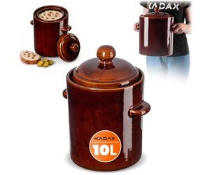 KADAX Pentola in Gres, Pentola in Ceramica Densa con Coperchio, Pentola in Gres Lavabile in Lavastoviglie, Pentola in Ceramica per Fermentazione Fatta a Mano, Pentola per Sottaceti per Cetrioli e
