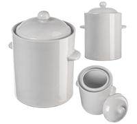 KADAX Pentola in gres porcellanato da 10 l, ermetica in ceramica con coperchio, lavabile in lavastoviglie, in ceramica, per cetrioli e crauti (crema)