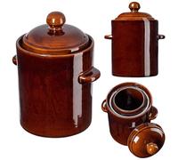 KADAX Pentola in gres porcellanato, pozzo in ceramica con coperchio, lavabile in lavastoviglie, in ceramica, per cetrioli e crauti (marrone, 10 l)