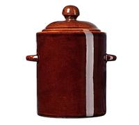 KADAX Pentola in gres porcellanato, pozzo in ceramica con coperchio, lavabile in lavastoviglie, in ceramica, per cetrioli e crauti (marrone, 5L)