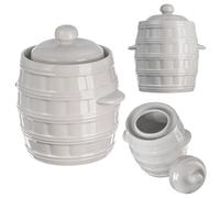 KADAX Pentola in gres porcellanato, pozzo in ceramica con grondaia e coperchio, lavabile in lavastoviglie, vaso in ceramica, per cetrioli (crema, 8 L)