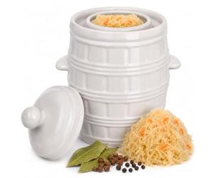 KADAX Pentola in gres porcellanato, pozzo in ceramica con grondaia e coperchio, lavabile in lavastoviglie, vaso in ceramica, per cetrioli (crema, 8 L)