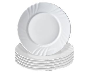 KADAX Piatti da dessert ∅ 20 cm, set da 6 pezzi, piatti semplici in vetro temperato, piatti da insalata, piatti rotondi per la colazione, piatti piani, lavabili in lavastoviglie (bianco)
