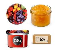 KADAX Piccoli barattoli per conserve da 235 ml, fi82, mini bicchieri per miele e condimento, vasetti per marmellata con coperchio, vasetti ermetici da regalare (frutta 10 pezzi)