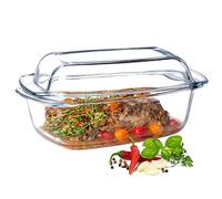 Casseruola KADAX in vetro resistente al calore "Backe", teglia in vetro con coperchio, trasparente, rettangolare, 5,1L