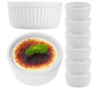 KADAX Pirottini per souffle, diametro 11 cm, set da 6 pezzi, ciotole per souffle in porcellana, pirottini da forno resistenti al forno, mini ciotole da dessert (bianco)