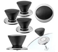 KADAX Pomello per coperchio, pomello di chiusura in plastica e acciaio inossidabile resistente al fuoco, impugnatura universale per coperchi di pentole, pomello per coperchio di vetro (3 pezzi, Nero