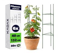 KADAX Pomodoro traliccio 132 x 30 cm, 6 pezzi, torre di pomodoro con 50 clip per piante, supporto per pomodori, supporto per piante in metallo con rivestimento in plastica