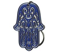 KADAX Portachiavi, design hamsa, ciondolo in acciaio, accessorio per zaino, borsetta, portachiavi con gancio in metallo (blu)