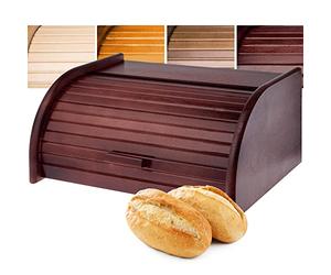 KADAX Portapane in Legno, Contenitore per Pane con Coperchio Scorrevole e Grande Capacità, Porta Pane con Coperchio a Serranda per Cucina (Marrone Scuro)