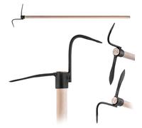 KADAX Raschietto per malta con manico lungo in legno e robusta testa a doppio gancio, raschietto per erbacce per rimozione precisa di erbacce e muschio, strumento da giardino (con manico)