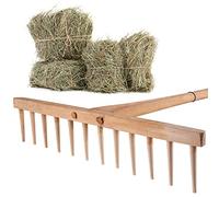 KADAX Rastrello da Fieno con Manico Lungo in Legno - Manico Lungo in Legno - per Giardinaggio - presa lunga per lavorare in piedi