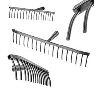 KADAX rastrello per giardino in acciaio, robusta testa di calcolo, attrezzi da giardino (rettangolari 18 denti)