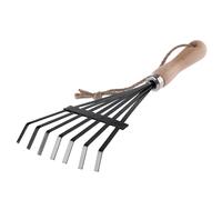 Piccolo rastrello metallico KADAX, rastrello con manico in legno, 7 punte,...