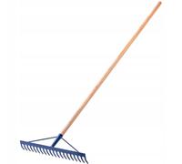 Kadax Rechen, rastrello in pietra, rastrello da giardino in acciaio, rastrello piatto con testa rinforzata, unità da giardino per la raccolta di pietre (con manico in legno)