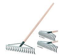 KADAX Rechen, Larghezza Giardino, Letto, Prato, Giardino Arcata, rastrello da Stiro, rastrello da Prato a Base di Metallo, dite, a Foglia, unitŕ da Giardino, eurechen (16 Denti, Maniglie in Legno)
