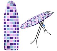 KADAX Rivestimento per asse da stiro con coulisse, robusto rivestimento per asse da stiro per ferro da stiro, copertura universale per asse da stiro (quadrati rosa, 126 x 45 cm)