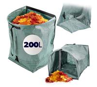 KADAX Sacco per rifiuti da giardino, 200 l, pieghevole, per giardinaggio, per taglio verde e rifiuti da giardino, sacco per foglie con manici, sacco da taglio verde in polipropilene