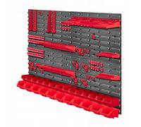 KADAX Mensola da officina, 116 x 78 cm, sistema di stoccaggio in plastica robusta, resistente ai raggi UV, pannelli da parete espandibili, per garage, (rosso, 70 pezzi)