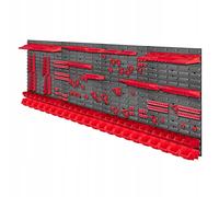KADAX Scaffale da parete per attrezzi, grande, 232 x 78 cm, in plastica robusta, sistema modulare resistente ai raggi UV, pannelli da parete espandibili, scaffale (rosso, 140 pezzi)