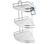 KADAX Scaffale angolare, scaffale di waneck in acciaio cromata, scaffale per angolo del bagno, cesto doccia, strato doccia, staffa da parete per la barattola della doccia cromata,(2 piani)