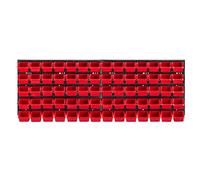 KADAX Scaffale da officina, 116 x 39 cm, in plastica robusta, resistente ai raggi UV, pannelli da parete espandibili, officina o giardino (rosso, 70 pezzi)